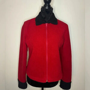 VTG Y2K Dakini Red and Black Collard Fleece Zip-Up Jacket